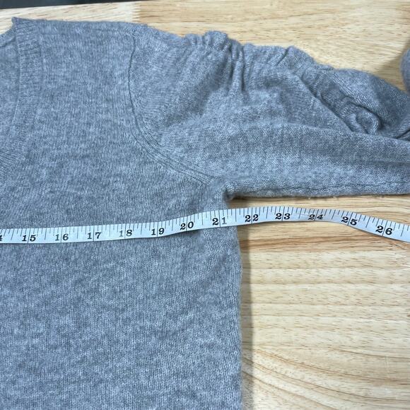 Frame NWT Long Sleeve Scoop Neck Sweater 100% Cashmere Gray Size XL Ruched - Picture 11 of 12